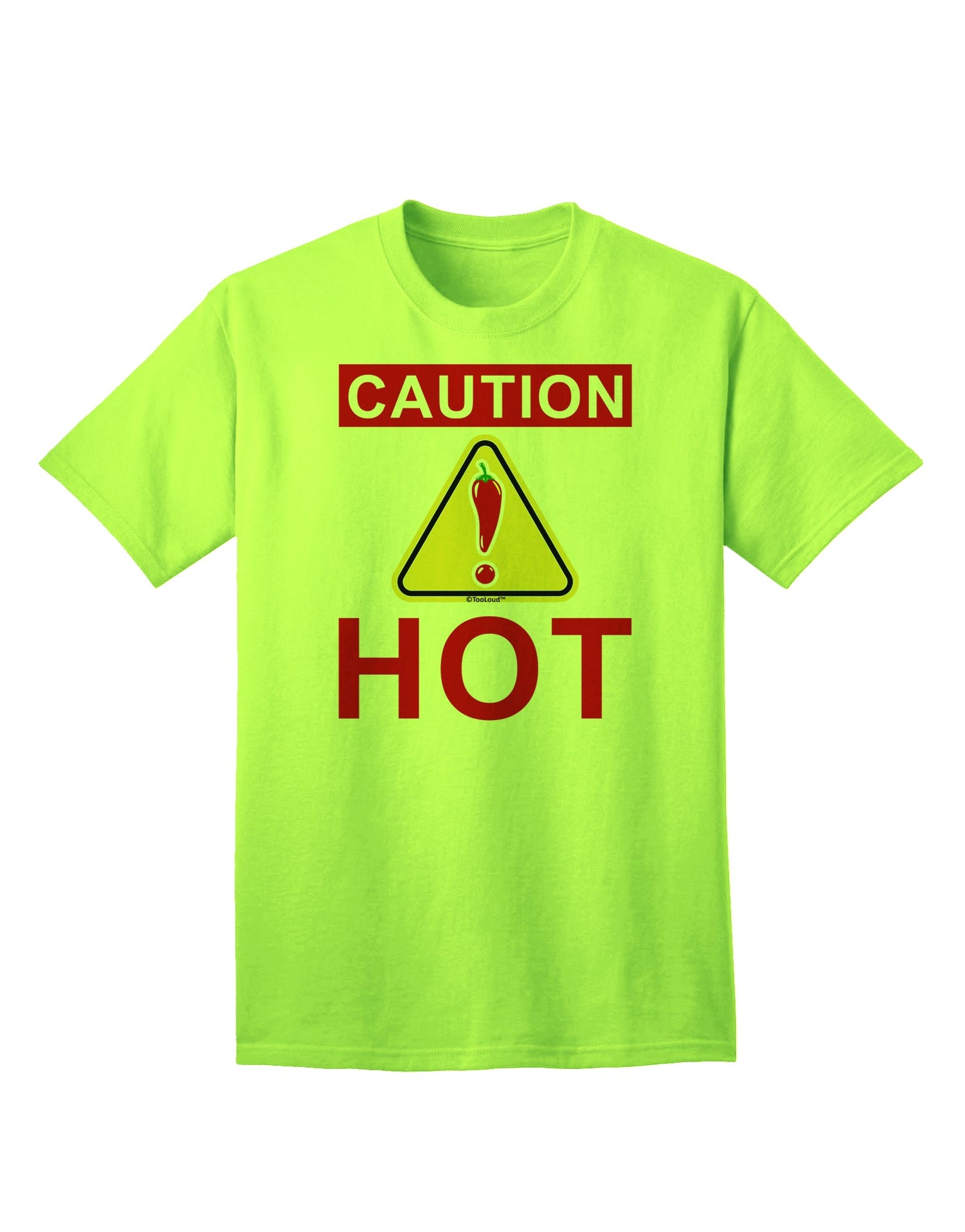 Caution Hot Chili Pepper Sign Premium Adult T-Shirt for Spice Enthusiasts-Mens T-shirts-TooLoud-Neon-Green-Small-Davson Sales