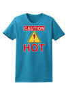 Caution Hot Chili Pepper Sign Womens Dark T-Shirt-TooLoud-Turquoise-X-Small-Davson Sales