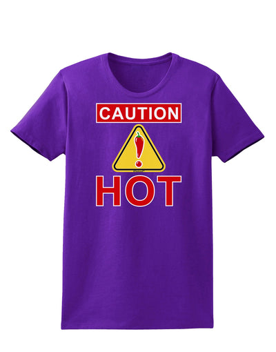 Caution Hot Chili Pepper Sign Womens Dark T-Shirt-TooLoud-Purple-X-Small-Davson Sales