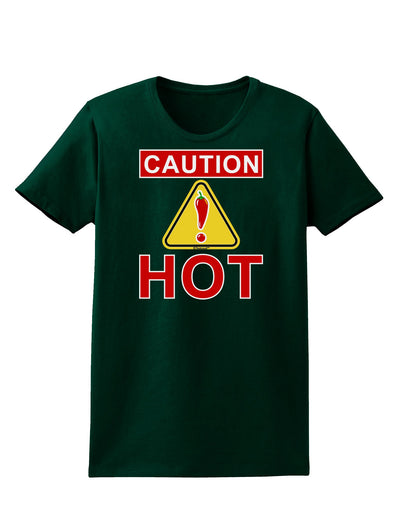 Caution Hot Chili Pepper Sign Womens Dark T-Shirt-TooLoud-Forest-Green-Small-Davson Sales