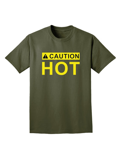 Caution Hot Warning Sign Adult Dark T-Shirt-Mens T-Shirt-TooLoud-Military-Green-Small-Davson Sales