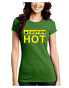 Caution Hot Warning Sign Juniors Crew Dark T-Shirt-T-Shirts Juniors Tops-TooLoud-Kiwi-Green-Juniors Fitted Small-Davson Sales