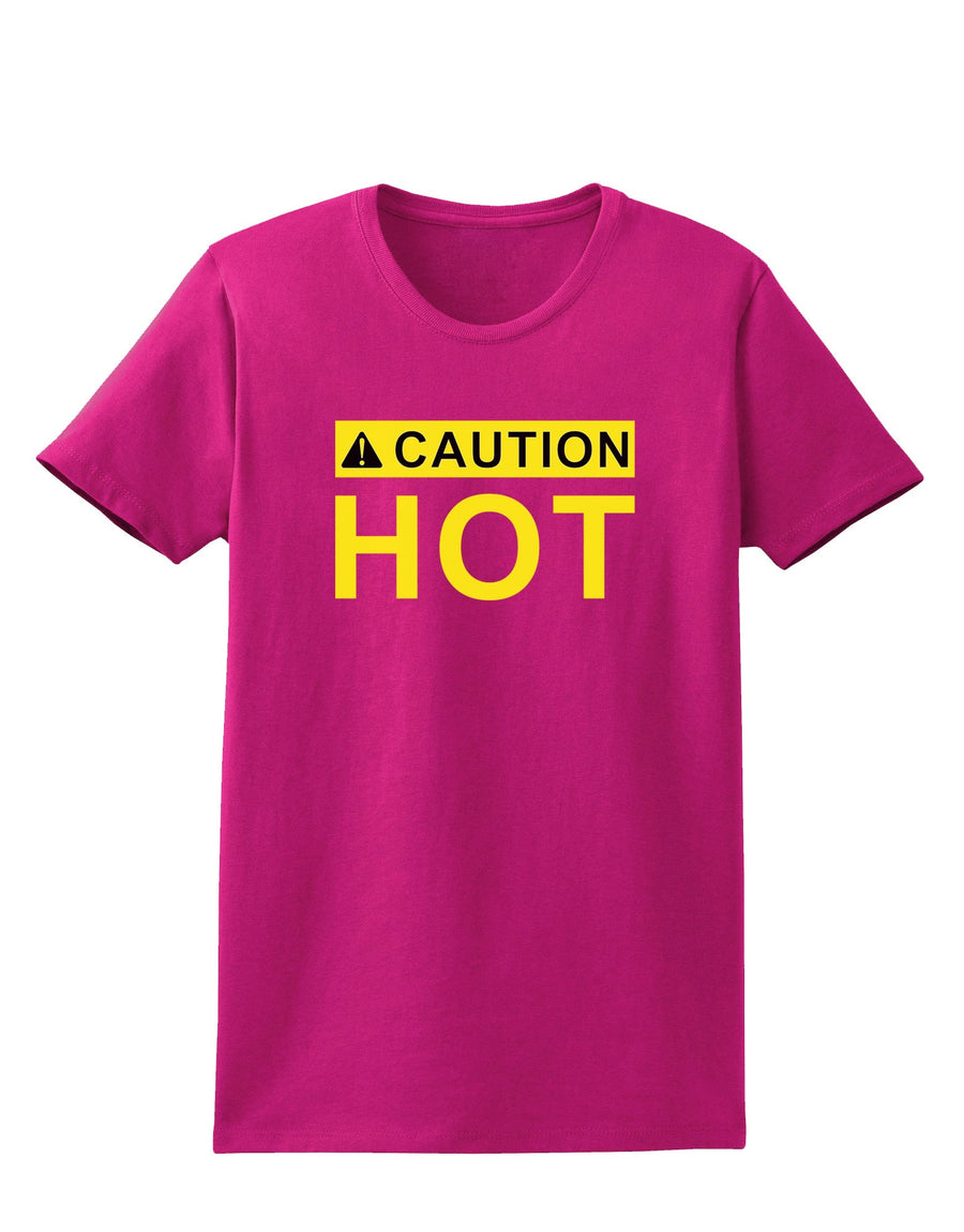 Caution Hot Warning Sign Womens Dark T-Shirt-TooLoud-Black-X-Small-Davson Sales