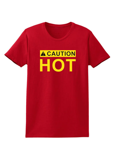 Caution Hot Warning Sign Womens Dark T-Shirt-TooLoud-Red-X-Small-Davson Sales