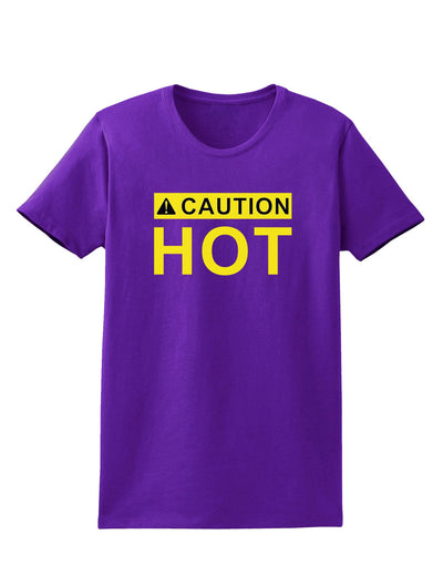 Caution Hot Warning Sign Womens Dark T-Shirt-TooLoud-Purple-X-Small-Davson Sales