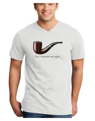 Ceci n'est pas une pipe Adult V-Neck T-shirt-Mens V-Neck T-Shirt-TooLoud-White-Small-Davson Sales