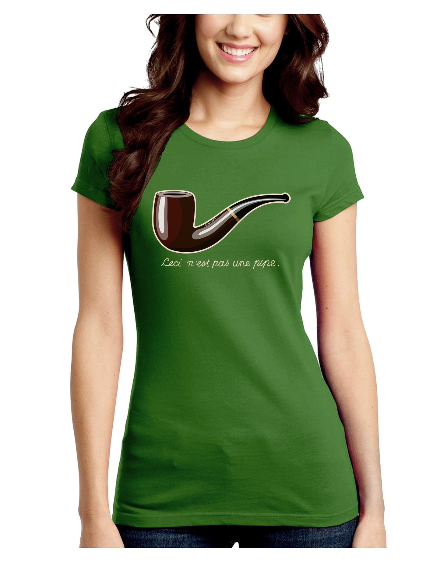 Ceci n'est pas une pipe Juniors Crew Dark T-Shirt-T-Shirts Juniors Tops-TooLoud-Kiwi-Green-Juniors Fitted Small-Davson Sales