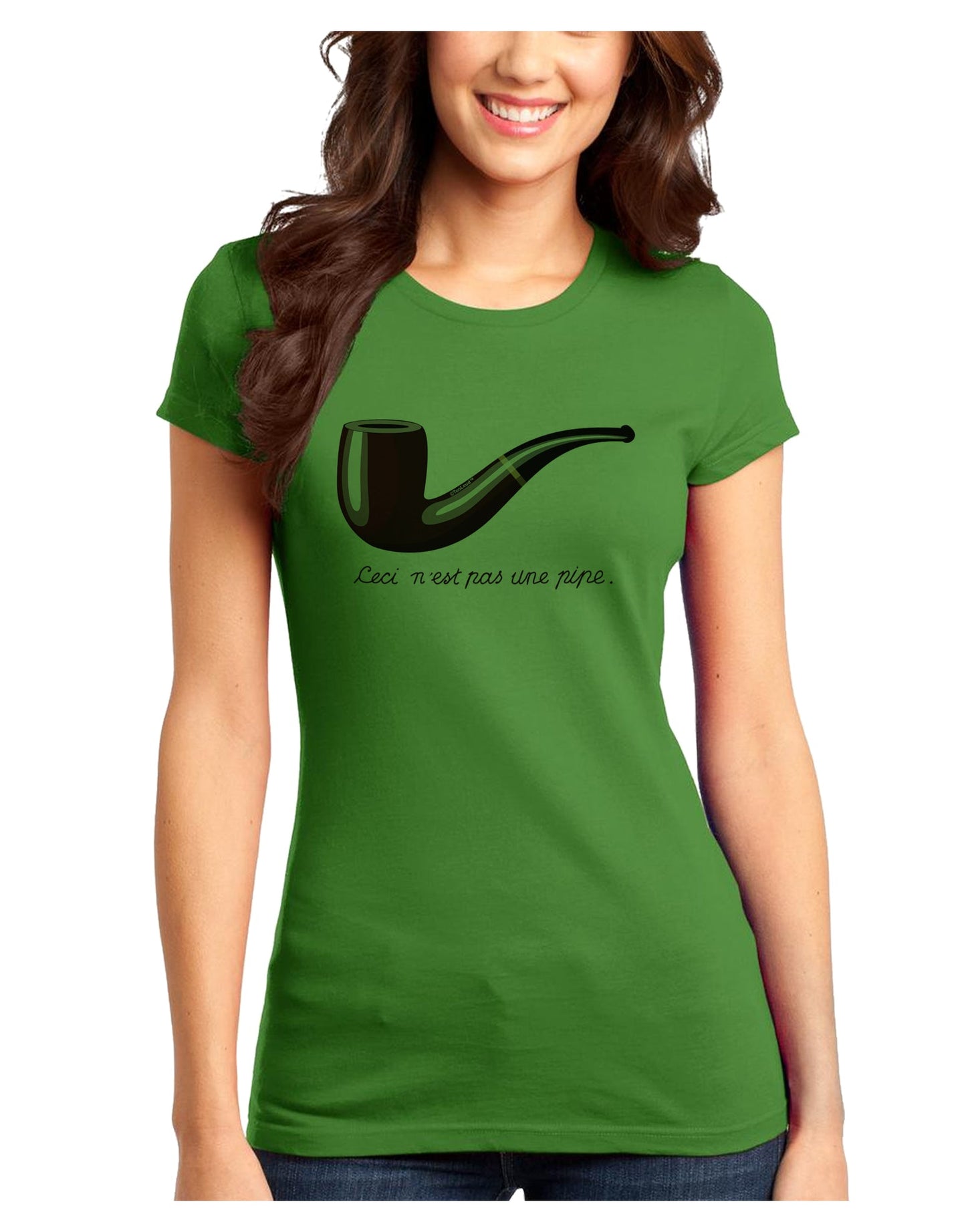 Ceci n'est pas une pipe Juniors T-Shirt-Womens Juniors T-Shirt-TooLoud-Kiwi-Green-Juniors Fitted X-Small-Davson Sales