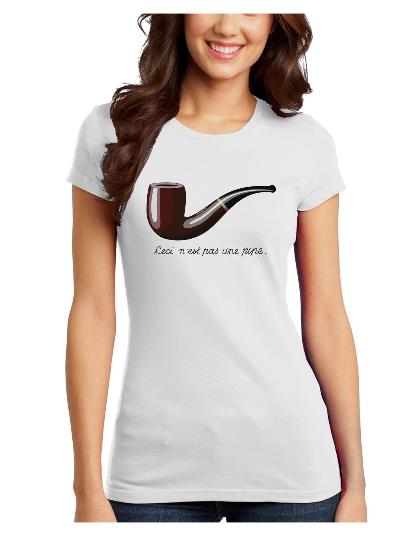 Ceci n'est pas une pipe Juniors T-Shirt-Womens Juniors T-Shirt-TooLoud-White-Juniors Fitted X-Small-Davson Sales