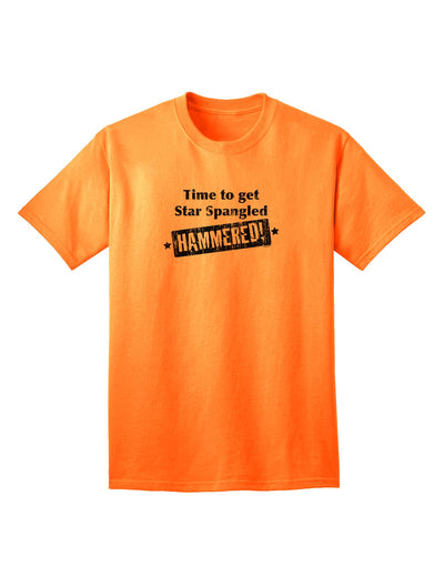 Celebrate with Style: Star Spangled Hammered Adult T-Shirt-Mens T-shirts-TooLoud-Neon-Orange-Small-Davson Sales