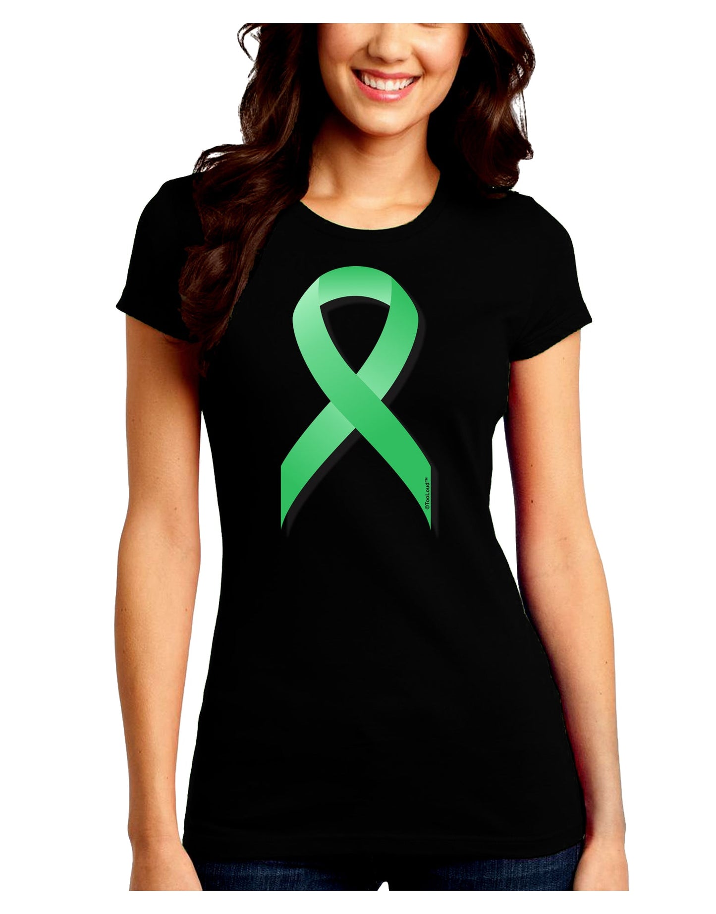 Celiac Disease Awareness Ribbon - Light Green Juniors Crew Dark T-Shirt-T-Shirts Juniors Tops-TooLoud-Black-Juniors Fitted Small-Davson Sales