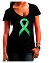 Celiac Disease Awareness Ribbon - Light Green Juniors V-Neck Dark T-Shirt-Womens V-Neck T-Shirts-TooLoud-Black-Juniors Fitted Small-Davson Sales