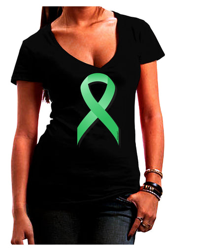 Celiac Disease Awareness Ribbon - Light Green Juniors V-Neck Dark T-Shirt-Womens V-Neck T-Shirts-TooLoud-Black-Juniors Fitted Small-Davson Sales