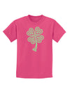 Celtic Knot 4 Leaf Clover St Patricks Childrens Dark T-Shirt-Childrens T-Shirt-TooLoud-Sangria-X-Small-Davson Sales