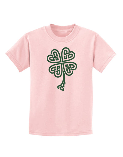 Celtic Knot 4 Leaf Clover St Patricks Childrens T-Shirt-Childrens T-Shirt-TooLoud-PalePink-X-Small-Davson Sales