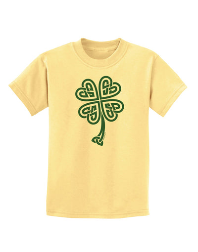 Celtic Knot 4 Leaf Clover St Patricks Childrens T-Shirt-Childrens T-Shirt-TooLoud-Daffodil-Yellow-X-Small-Davson Sales