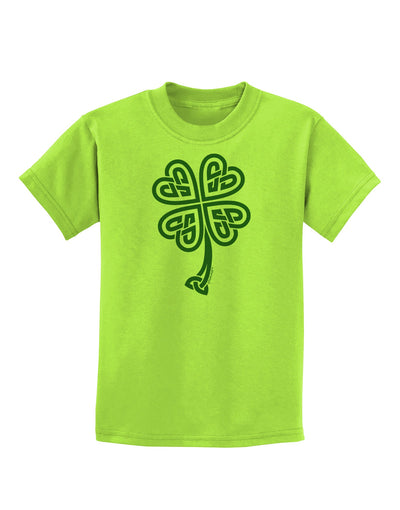 Celtic Knot 4 Leaf Clover St Patricks Childrens T-Shirt-Childrens T-Shirt-TooLoud-Lime-Green-X-Small-Davson Sales