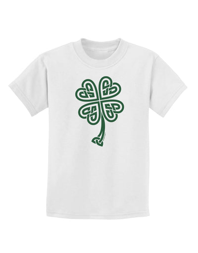 Celtic Knot 4 Leaf Clover St Patricks Childrens T-Shirt-Childrens T-Shirt-TooLoud-White-X-Small-Davson Sales