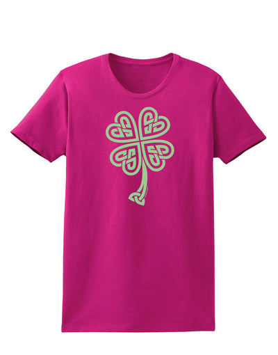 Celtic Knot 4 Leaf Clover St Patricks Womens Dark T-Shirt-TooLoud-Hot-Pink-Small-Davson Sales