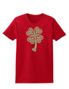 Celtic Knot 4 Leaf Clover St Patricks Womens Dark T-Shirt-TooLoud-Red-X-Small-Davson Sales