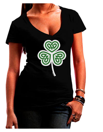 Celtic Knot Irish Shamrock Juniors V-Neck Dark T-Shirt-Womens V-Neck T-Shirts-TooLoud-Black-Juniors Fitted Small-Davson Sales