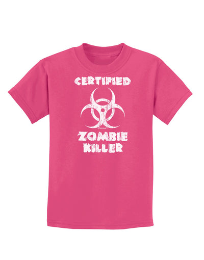 Certified Zombie Killer - Biohazard Childrens Dark T-Shirt by TooLoud-Childrens T-Shirt-TooLoud-Sangria-X-Small-Davson Sales