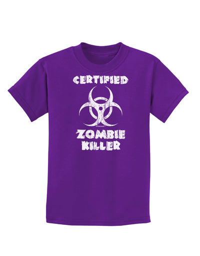 Certified Zombie Killer - Biohazard Childrens Dark T-Shirt by TooLoud-Childrens T-Shirt-TooLoud-Purple-X-Small-Davson Sales