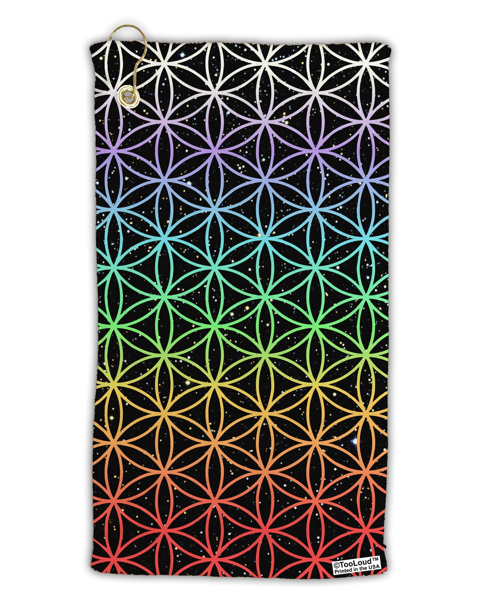 Chakra Colors Flower of Life Micro Terry Gromet Golf Towel 15 x 22 Inch All Over Print-Golf Towel-TooLoud-White-Davson Sales