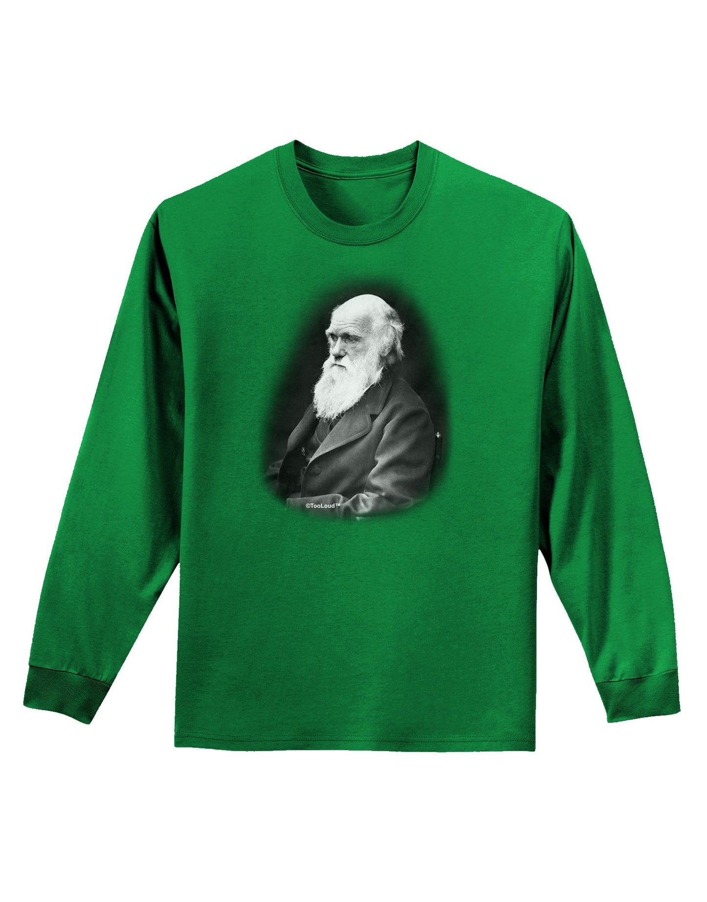 Charles Darwin Black and White Adult Long Sleeve Dark T-Shirt by TooLoud-TooLoud-Kelly-Green-Small-Davson Sales
