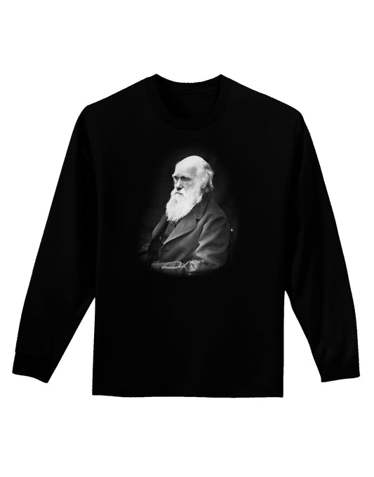 Charles Darwin Black and White Adult Long Sleeve Dark T-Shirt by TooLoud-TooLoud-Black-Small-Davson Sales