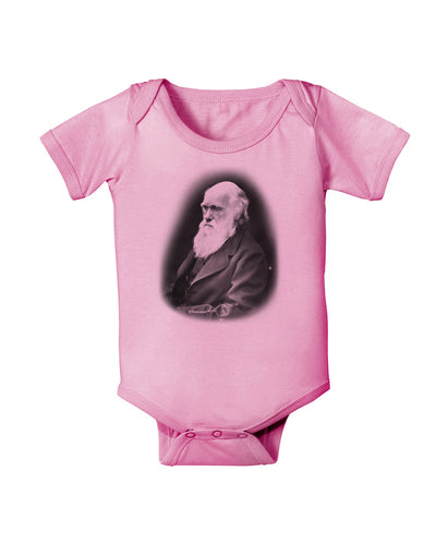 Charles Darwin Black and White Baby Romper Bodysuit by TooLoud-Baby Romper-TooLoud-Light-Pink-06-Months-Davson Sales