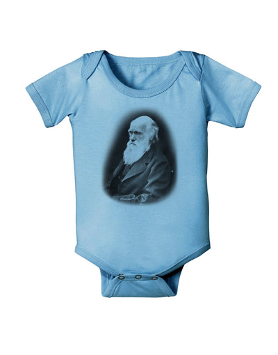 Charles Darwin Black and White Baby Romper Bodysuit by TooLoud-Baby Romper-TooLoud-Light-Blue-06-Months-Davson Sales