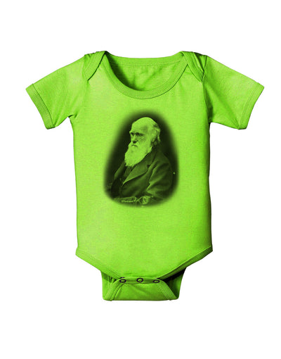 Charles Darwin Black and White Baby Romper Bodysuit by TooLoud-Baby Romper-TooLoud-Lime-Green-06-Months-Davson Sales