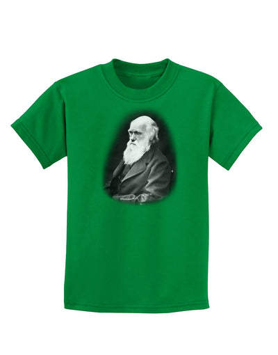 Charles Darwin Black and White Childrens Dark T-Shirt by TooLoud-Childrens T-Shirt-TooLoud-Kelly-Green-X-Small-Davson Sales