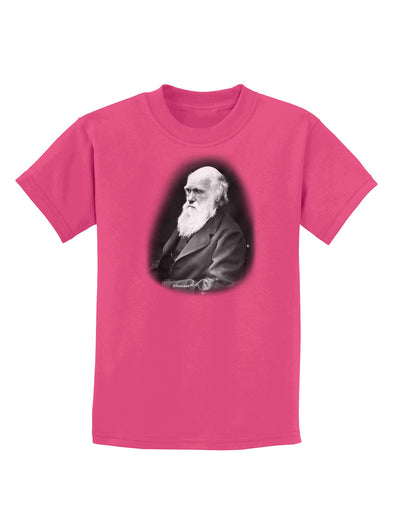 Charles Darwin Black and White Childrens Dark T-Shirt by TooLoud-Childrens T-Shirt-TooLoud-Sangria-X-Small-Davson Sales