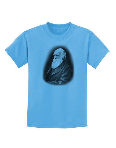 Charles Darwin Black and White Childrens T-Shirt by TooLoud-Childrens T-Shirt-TooLoud-Aquatic-Blue-X-Small-Davson Sales