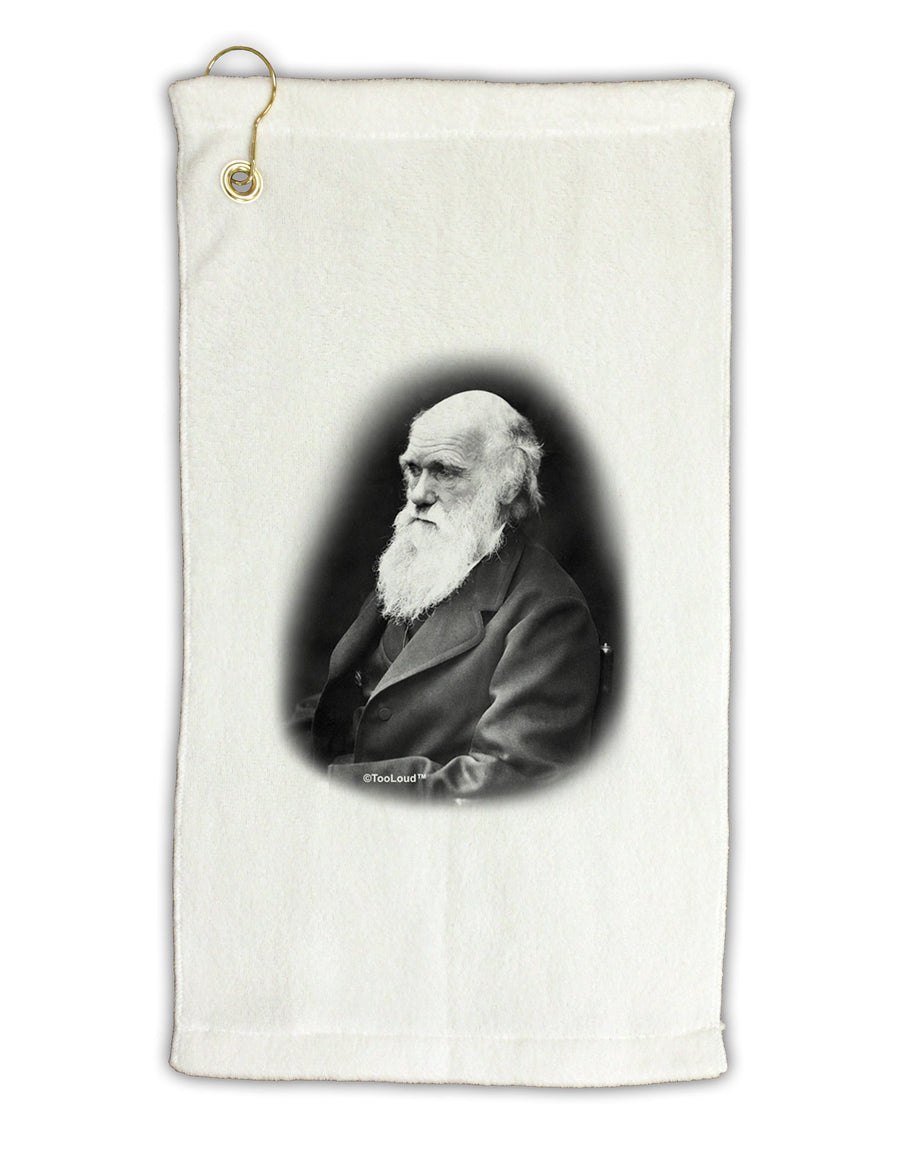 Charles Darwin Black and White Micro Terry Gromet Golf Towel 16 x 25 inch by TooLoud-Golf Towel-TooLoud-White-Davson Sales