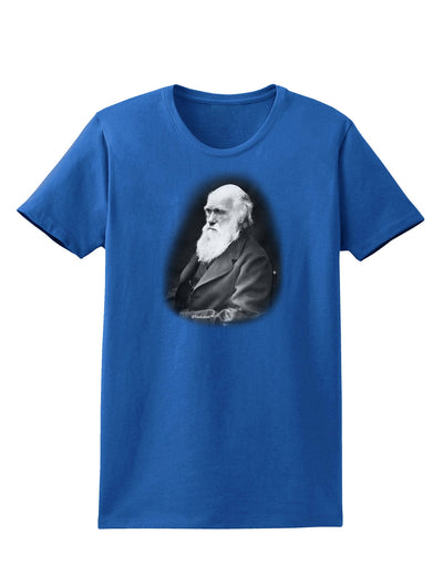 Charles Darwin Black and White Womens Dark T-Shirt by TooLoud-Womens T-Shirt-TooLoud-Royal-Blue-X-Small-Davson Sales