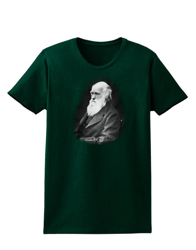 Charles Darwin Black and White Womens Dark T-Shirt by TooLoud-Womens T-Shirt-TooLoud-Forest-Green-Small-Davson Sales