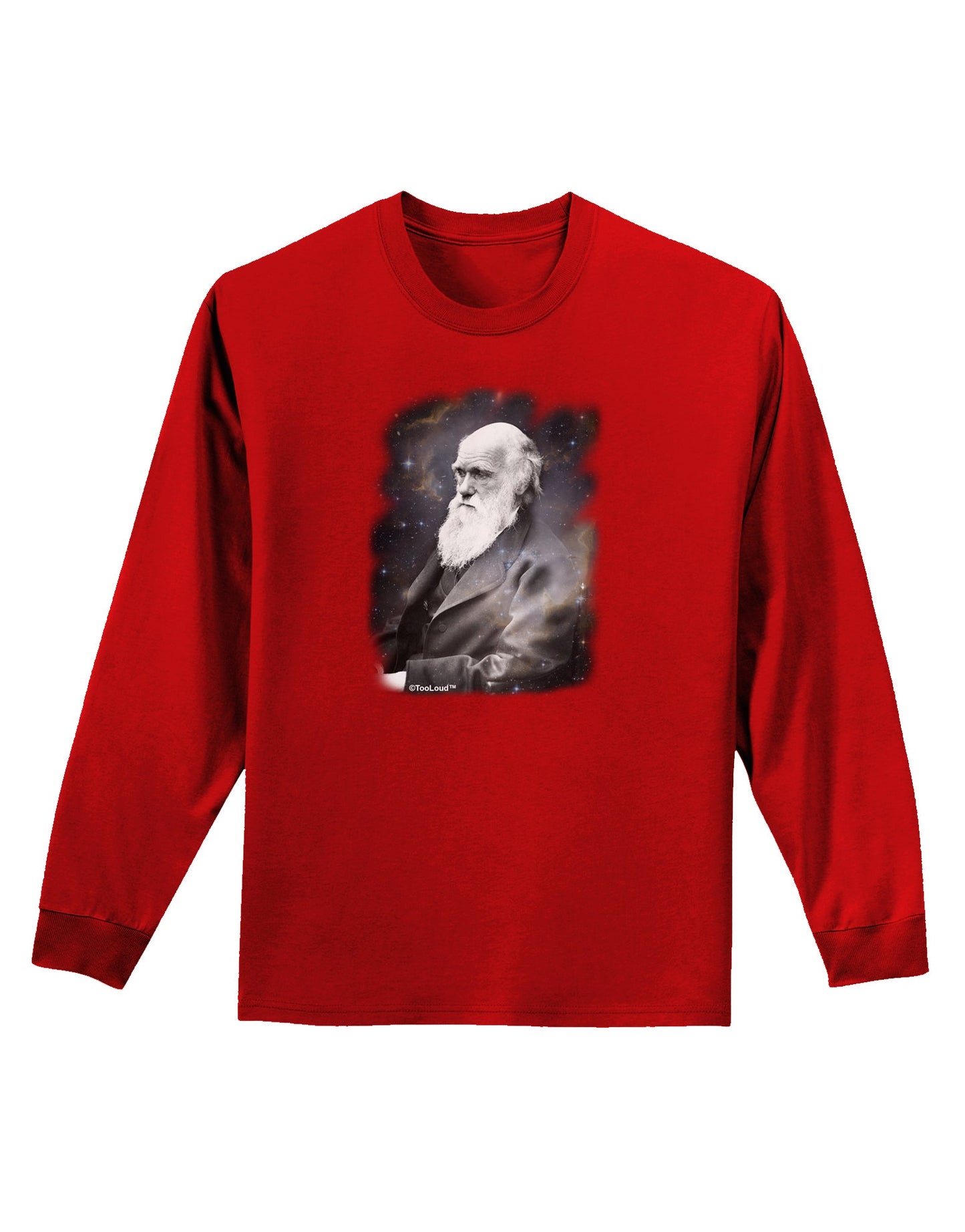Charles Darwin In Space Adult Long Sleeve Dark T-Shirt by TooLoud-TooLoud-Red-Small-Davson Sales