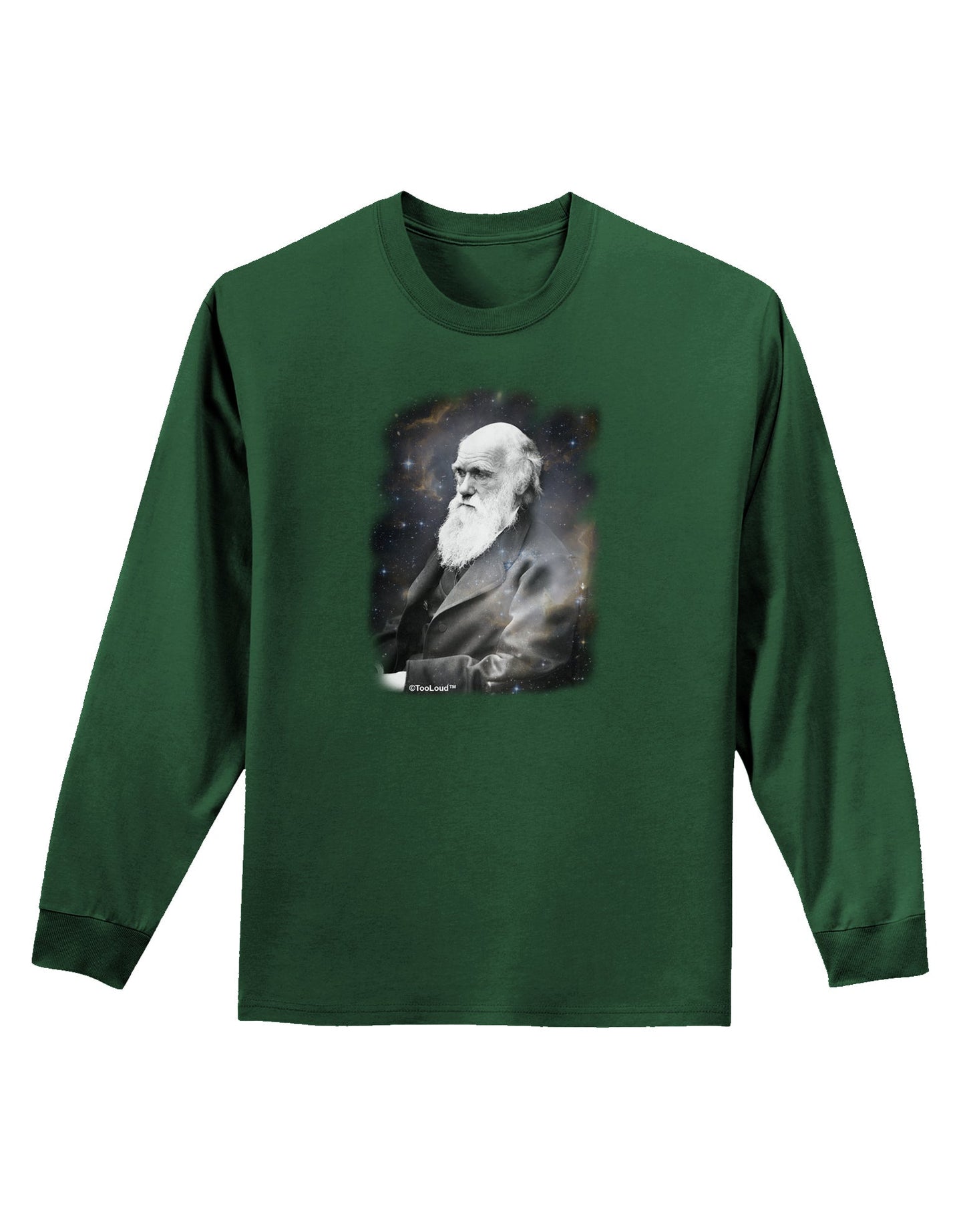 Charles Darwin In Space Adult Long Sleeve Dark T-Shirt by TooLoud-TooLoud-Dark-Green-Small-Davson Sales
