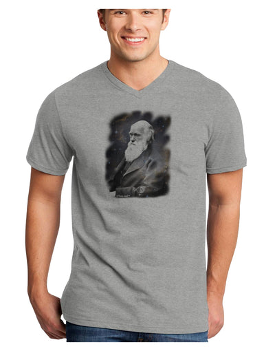 Charles Darwin In Space Adult V-Neck T-shirt by TooLoud-Mens V-Neck T-Shirt-TooLoud-HeatherGray-Small-Davson Sales