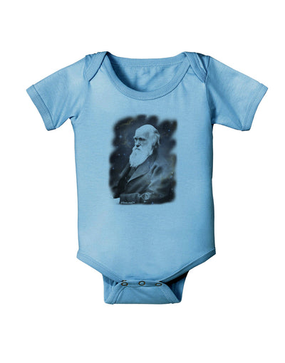 Charles Darwin In Space Baby Romper Bodysuit by TooLoud-Baby Romper-TooLoud-Light-Blue-06-Months-Davson Sales