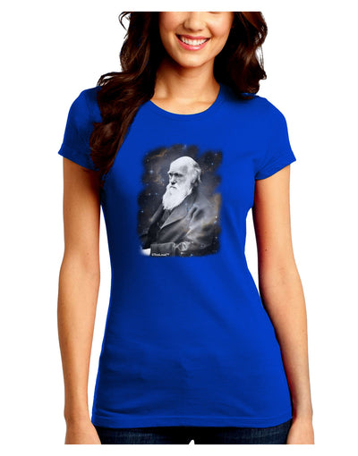 Charles Darwin In Space Juniors Crew Dark T-Shirt by TooLoud-T-Shirts Juniors Tops-TooLoud-Royal-Blue-Juniors Fitted Small-Davson Sales