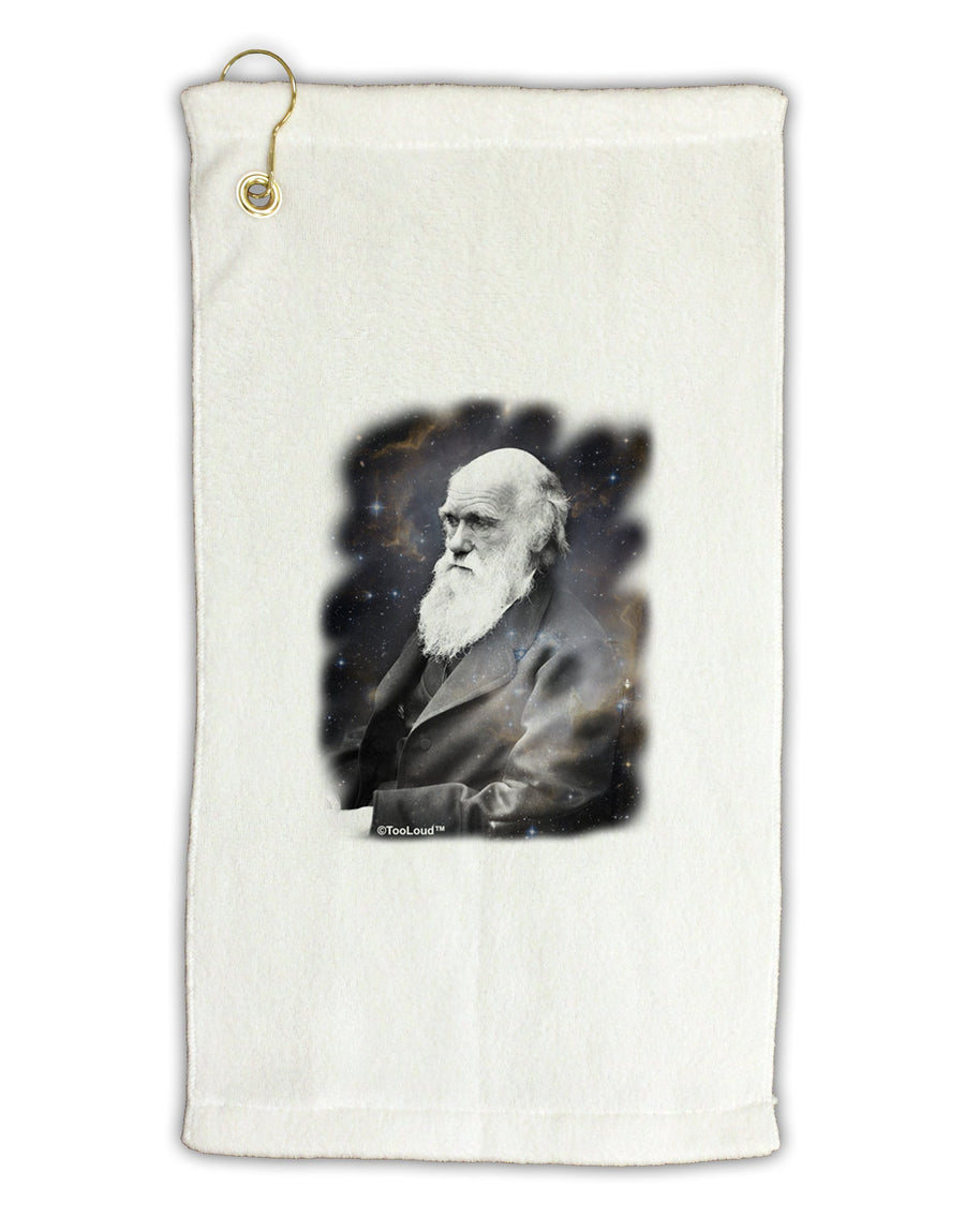 Charles Darwin In Space Micro Terry Gromet Golf Towel 16 x 25 inch by TooLoud-Golf Towel-TooLoud-White-Davson Sales