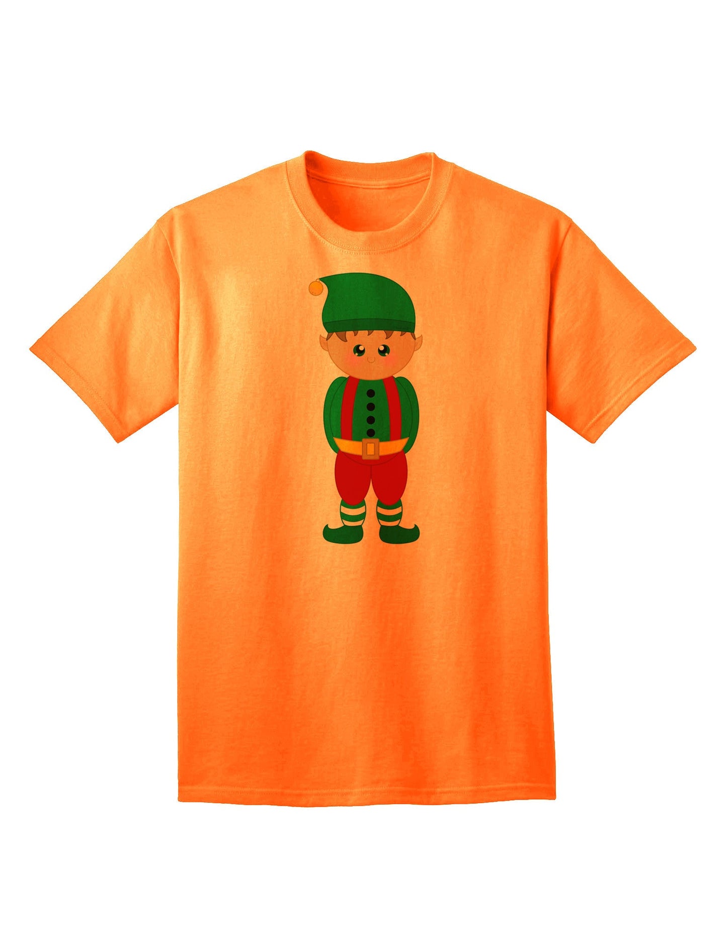 Charming Adult Christmas Elf Boy T-Shirt - A Festive Ecommerce Exclusive-Mens T-shirts-TooLoud-Neon-Orange-Small-Davson Sales