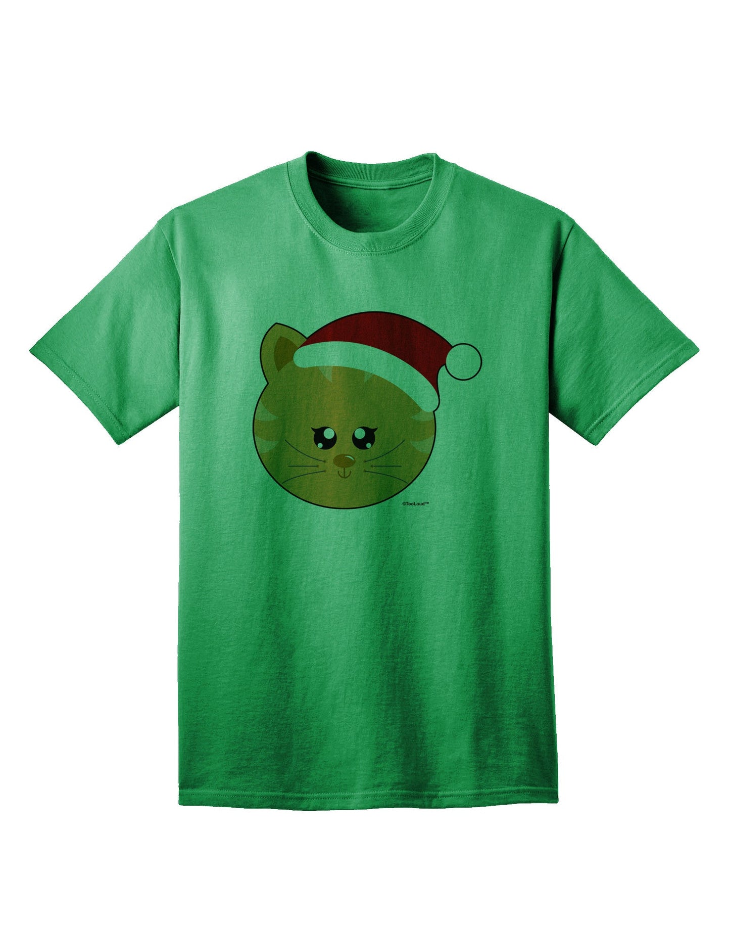 Charming Adult T-Shirt: Christmas Cat in Santa Hat - A Festive Must-Have-Mens T-shirts-TooLoud-Kelly-Green-Small-Davson Sales