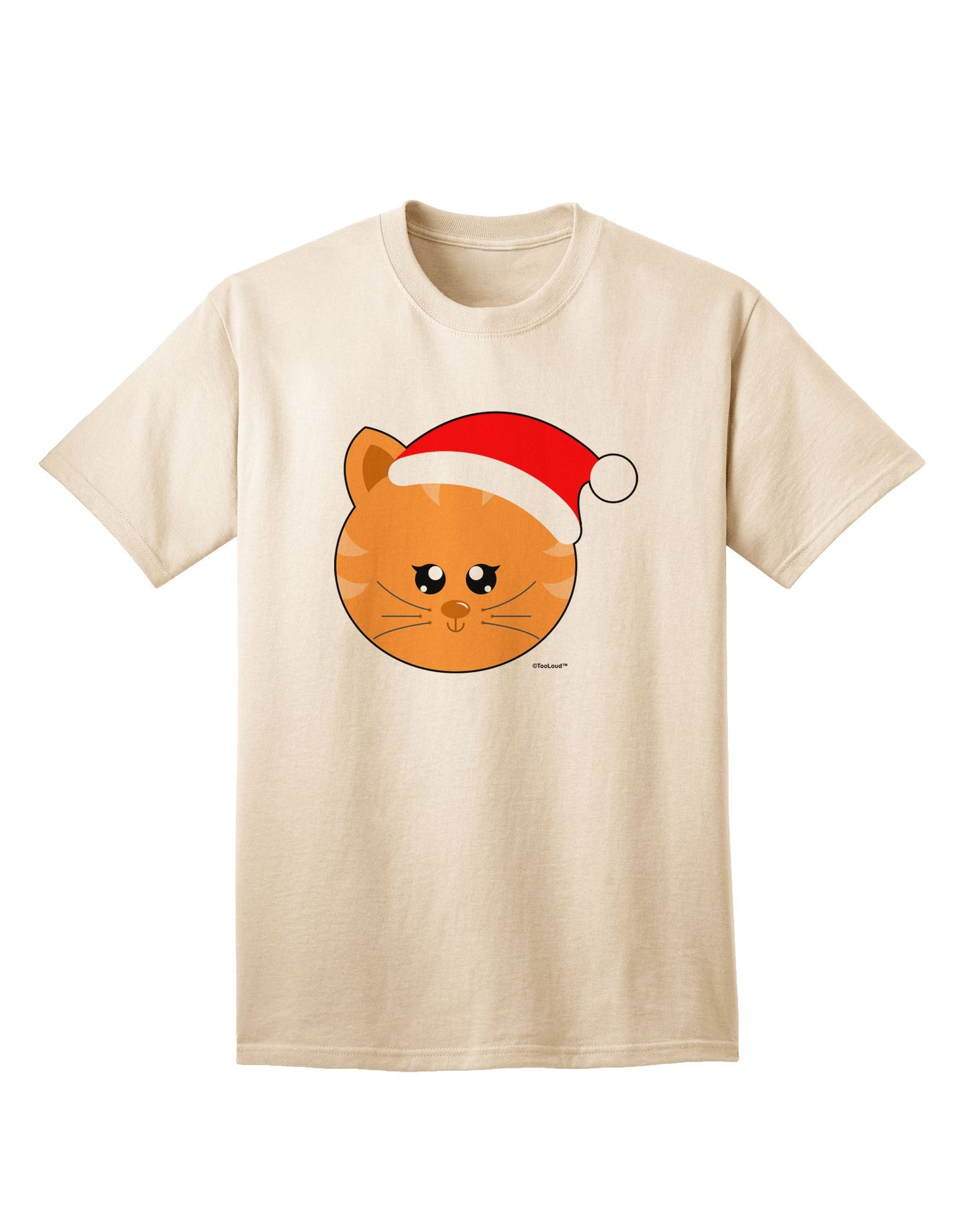 Charming Adult T-Shirt: Christmas Cat in Santa Hat - A Festive Must-Have-Mens T-shirts-TooLoud-Natural-Small-Davson Sales