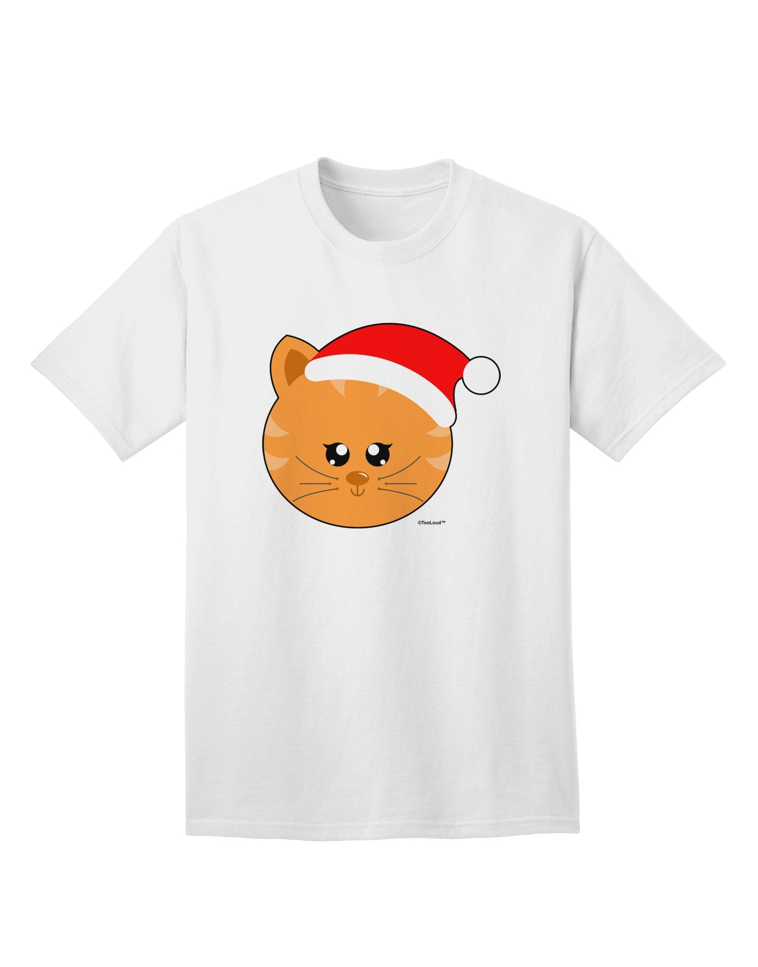 Charming Adult T-Shirt: Christmas Cat in Santa Hat - A Festive Must-Have-Mens T-shirts-TooLoud-White-Small-Davson Sales