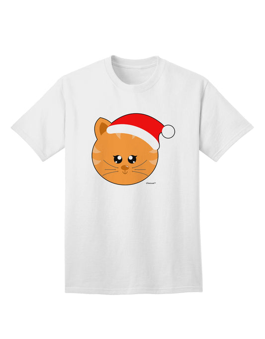 Charming Adult T-Shirt: Christmas Cat in Santa Hat - A Festive Must-Have-Mens T-shirts-TooLoud-White-Small-Davson Sales
